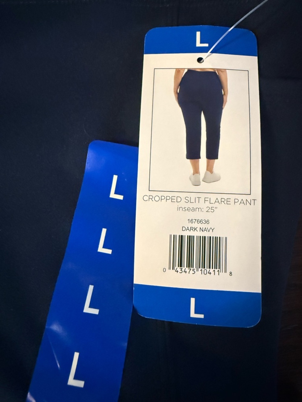Jockey Cropped Slit Flare Pants NWT 2 Pair Bundle Dark Blue/ Black Side Pocket L - Picture 2 of 11